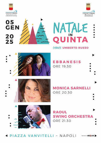 Il quartiere Vomero di Napoli celebra l’Anno nuovo e l’Epifania: grande festa musicale a Piazza Vanvitelli con le Ebbanesis, Monica Sarnelli e la Raoul Swing Orchestra.