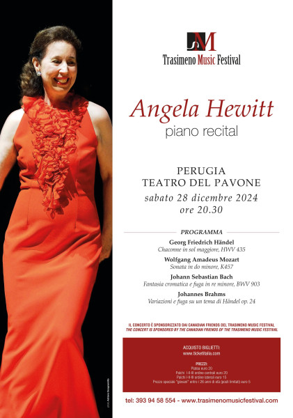 Recital pianistico di Angela Hewitt: Perugia, Teatro del Pavone, 28 dicembre 2024