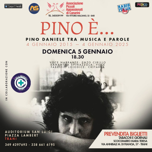 Pino è...Pino Daniele tra musica e parole a Trani