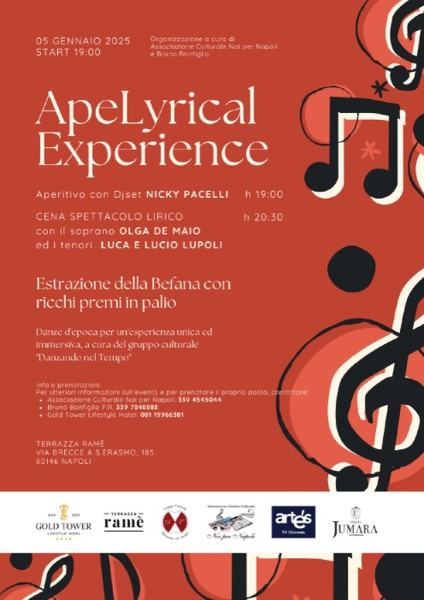 Ape Lyrical Experience: il Gala Dinner dell'Epifania che unisce arte, eleganza e tradizione