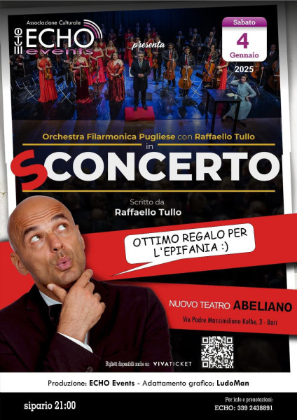 Al teatro Abeliano Raffaello Tullo e l’OFP con “Sconcerto”