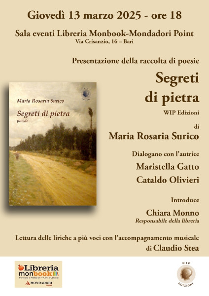 Maria Rosaria Surico presenta SEGRETI DI PIETRA alla libreria Monbook Mondadori