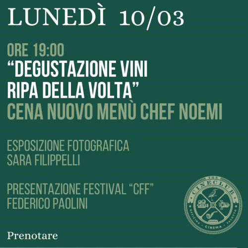 Il Cineclub accende i riflettori su vino, arte e cinema: due serate imperdibili il 9 e 10 marzo