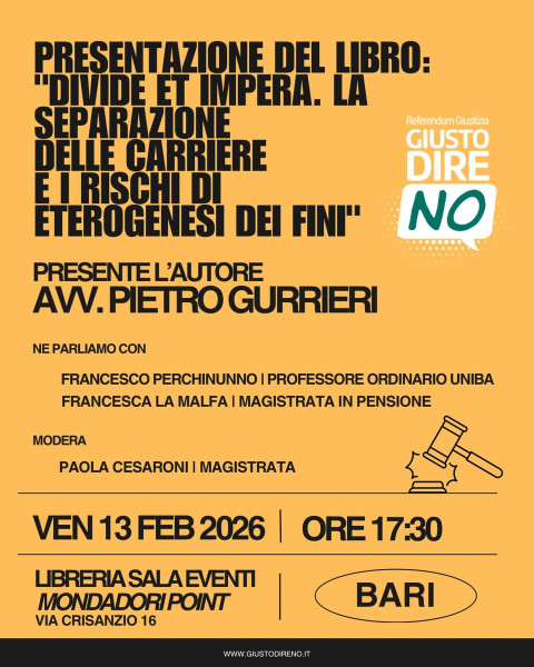 Presentazione del libro Divide et impera dell’avv. Pietro Guerrieri
