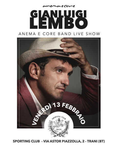 Gianluigi Lembo e la leggendaria Anema e core band live a Trani Cena spettacolo
