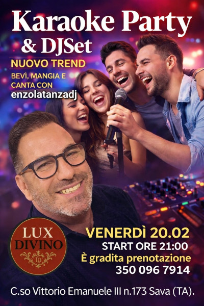 IL NUOVO TREND DEL VENERDÌ: Karaoke Party & DJSet con Enzo Latanza al Lux Divino!
