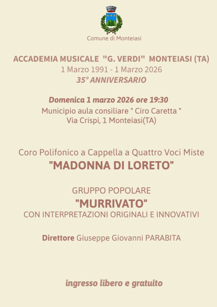 Concerto del coro "Madonna di Loreto" e del gruppo popolare "Murrivato"