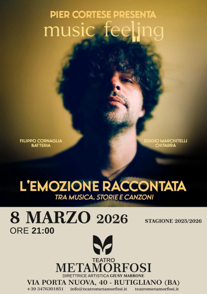 Pier Cortese porta Music Feeling  al Teatro Metamorfosi