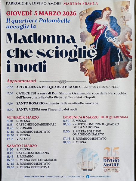 Il quartiere Palombelle accoglie la Madonna che scioglie i nodi