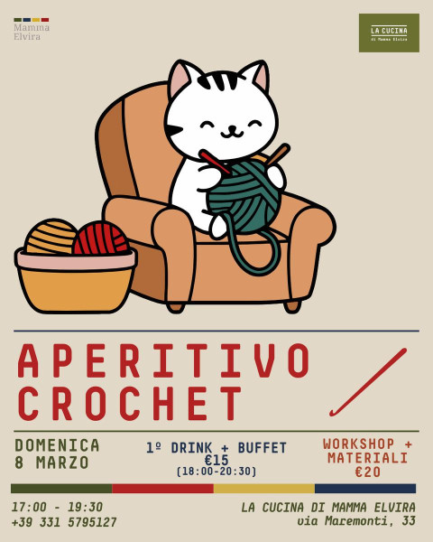 Aperitivo Crochet da Mamma Elvira: laboratorio di uncinetto per tutti