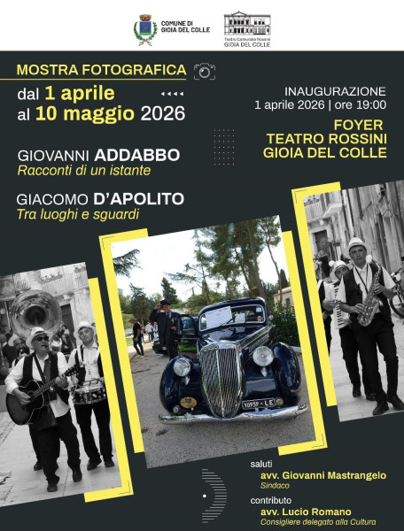 Vernissage delle mostre fotografiche “Racconti di un istante” di Giovanni Addabbo e “Tra luoghi e sguardi” di Giacomo D’Apolito