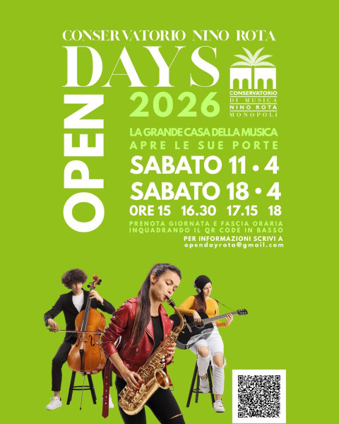 Open Days 2026 Conservatorio Nino Rota