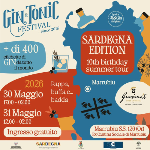 Gin &amp; Tonic Festival 2026 parte dalla Sardegna: a Marrubiu oltre 400 etichette e due giorni di festa