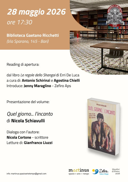 Reading da "Le regole dello Shangai" e presentazione del libro "Quel giorno...l'incanto"