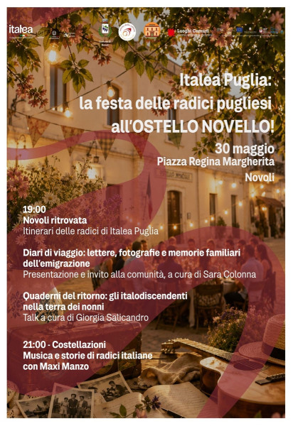 Presentazione dell’iniziativa Italea Puglia  La Festa delle radici pugliesi, sabato 30 maggio a Novoli.