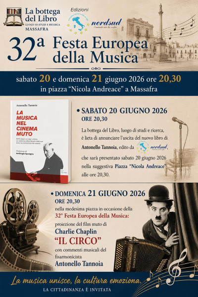 Massafra Celebra la 32ª Festa Europea della Musica Tra Libri, Cinema e Musica dal Vivo