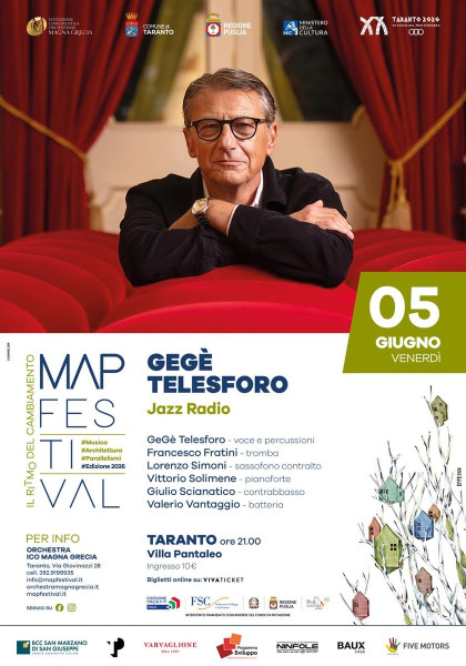 GEGE' TELESFORO in JAZZ RADIO - Inaugurazione MAP Festival 2026 #Musica #Architettura #Parallelismi VI edizione