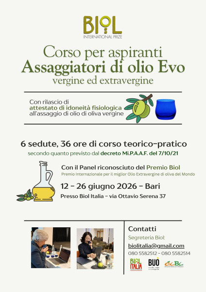 Corso per Assaggiatori di Olio d'Oliva a Bari