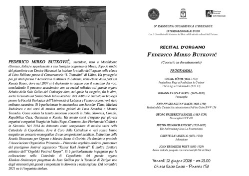 Recital D'organo. Federico Mirko Buktovic