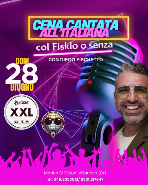 Cena cantata all'italiana con Diego Fischetto dei Col Fiskio o Senza