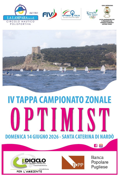 IV Tappa del Campionato Zonale Optimist: appuntamento il 14 giugno a Santa Caterina di Nardò