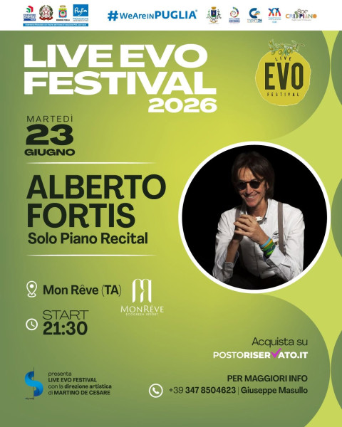 Alberto Fortis Apre il live Evo Festival