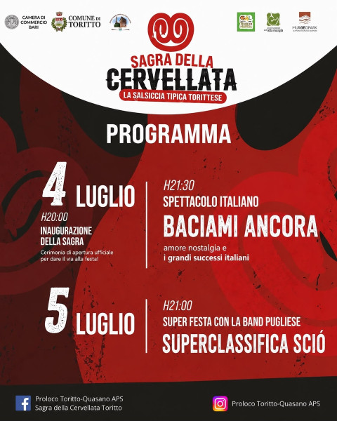 SAGRA DELLA CERVELLATA 2026  TORITTO QUASANO