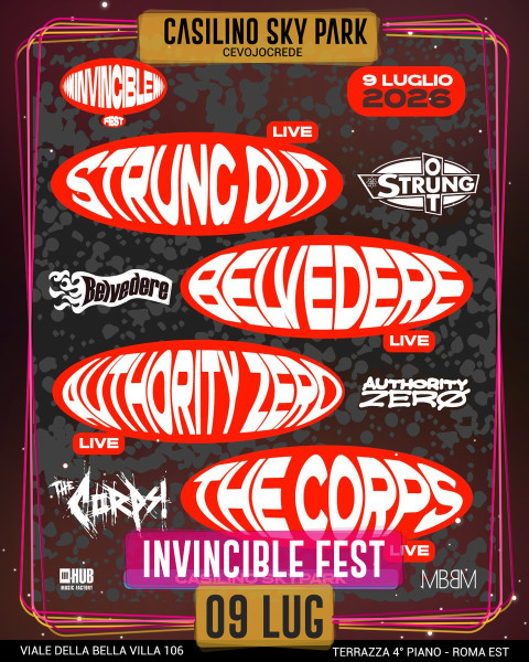 INVINCIBLE FEST - STRUNG OUT, BELVEDERE, AUTHORITY ZERO, THE CORPS in una serata al Casilino Sky Park