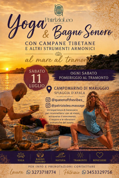 Yoga & Bagno sonoro con campane tibetane in spiaggia al tramonto