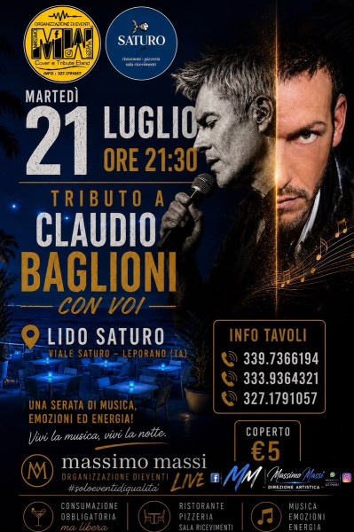 CLAUDIO BAGLIONI CON VOI PANARELLI  SULLA MAGICA TERRAZZA DI LIDO SATURO