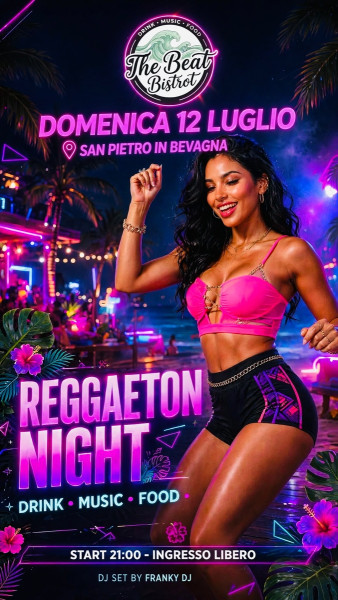 REGGAETON NIGHT con Franky Dj, domenica 12 luglio al The Beat Bistrot di San Pietro in Bevagna