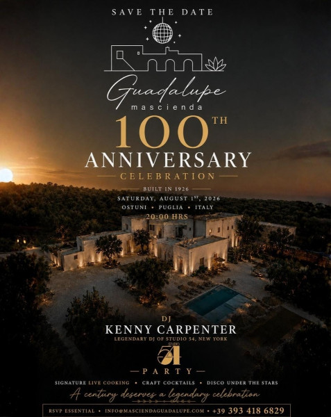 DJ Kenny Carpenter live per il Centenario di Masseria Guadalupe